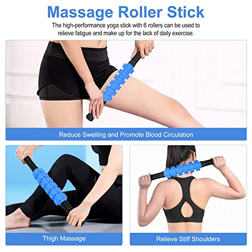 5 In1 Foam Roller Set, Trigger Point, Yoga Stick, Massage Ball, Stretching Strap, Carrying Bag, Towel, For Deep Muscle Pilates (Blue), Aucuu, 1.0 Count #TOP3