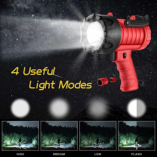 Csndice Spot Lights Outdoor Handheld, Bright Flashlight 2000 Lumens Ip7 Waterproof Spotlight, Marine Kayak Boat Gear, Floating Handheld Flash Lights For Camping Outdoor Hunting Emergency (Red) #TOP3