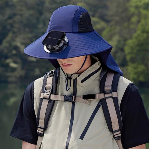 Chapeau de soleil anti-coup de chaleur avec protège-nuque et ventilation mécanique active