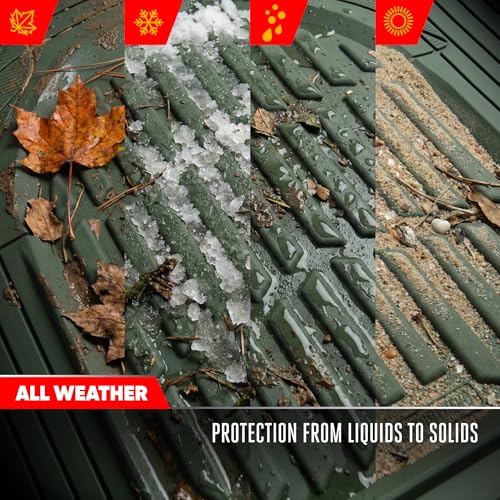 Image of Universal Car Floor Mats, 3 Piece Trimmable All-Weather Floor Liners for Cars, Sedans, Small Trucks & SUVs Green Color