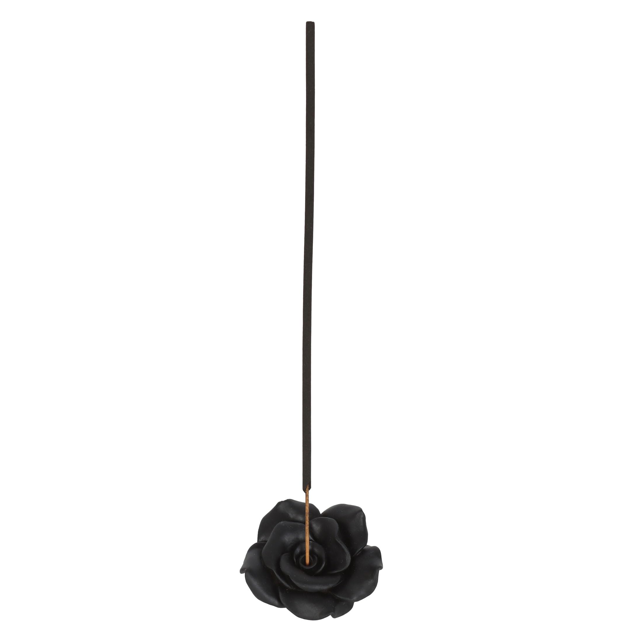 Something Different Wholesale Black Rose Incense Holder - Gothic Stand For Ritual Space Decor, Elegant Victorian Vampire Range - Stylish Resin Incense Stick Stand