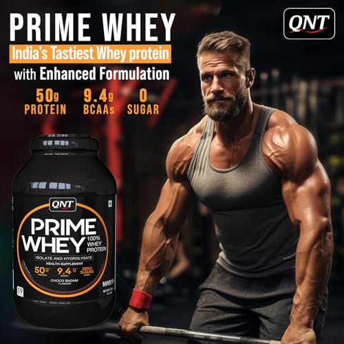 Image of QNT Prime Whey Protein Powder | Coffee, 1 Serving Sachet | Triple Blend of Whey Isolate, Concentrate & Hydrolysate | 25g Protein, 5.8g BCAA per Scoop | Best Whey Protein Powder for Men & Women