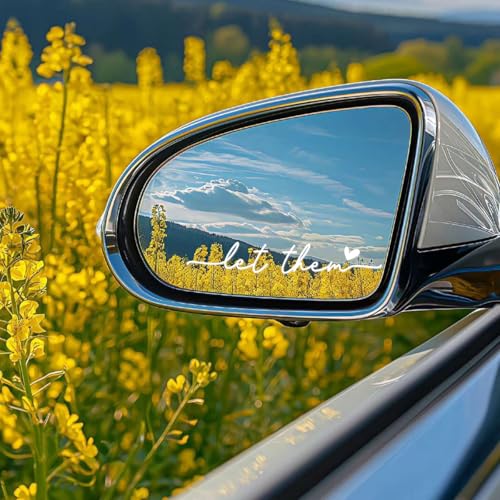 Image of Zpana Car Rearview Mirror Sticker, 3PCS Let Them Vehicle Rear View Window Decal with Heart, Positive Self Affirmation Mindfulness Automotive Bumper Protector Accessories, Universal Fit (White)