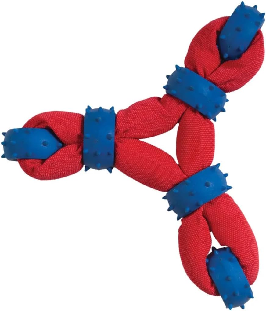 Durable Dog Toys Toss Fetch Tug Chew Tough Nylon Rubber 8 inch Ring or 9 inch Triangle (Full Set - Both Toys)
