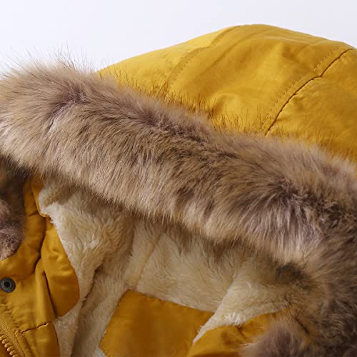 Happy Cherry Kids Winter Coats with Fur Hooded Light Puffer Coat Warm Fleece Jacket for Baby Boys Girls Toddler3