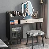 Juego de Tocador, Tocador de Maquillaje con Luz Táctil Ajustable de 3 Colores, Mesa de Maquillaje con Cajones y Estantes Grandes, Tocador de Maquillaje con Diseño Retráctil, para Dormitorio, Baño ( Co