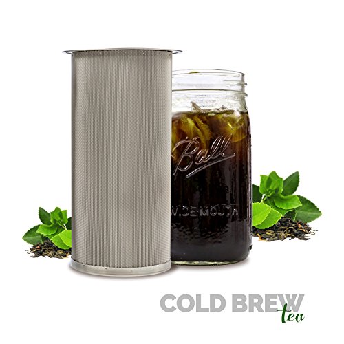 The TUBE: Cold Brew Coffee Maker and Tea Infuser Kit. Premium Stainless Steel Mesh Filter Designed to Fit All Wide Mouth Mason Jars. Brew Guide and Recipe eBook Included (Small)