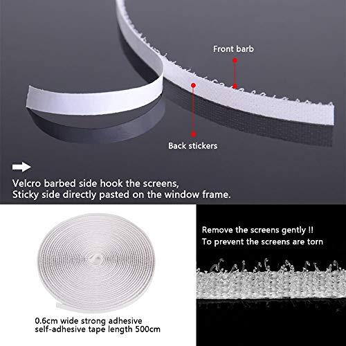 2er-Pack Fenster-Insektenschutznetz mit 2 Rollen selbstklebenden Bändern, Fliegengitter-Moskitonetz für Fenster, 1,5 x 2 m, weiß