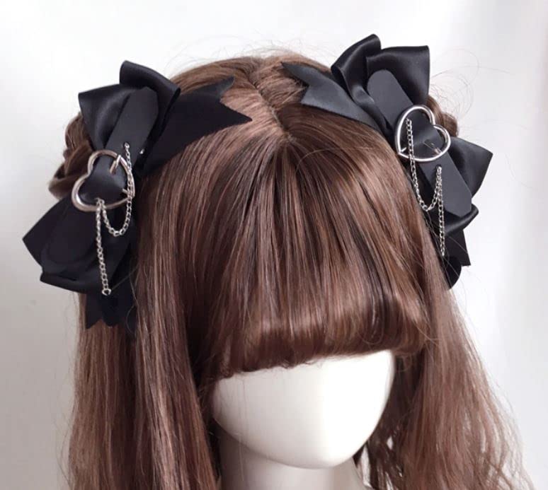 Accesorios para el cabello Gothic Lolita Lazos Pinzas para el cabello para mujeres | Negro | Accesorios para la cabeza miniatura 4