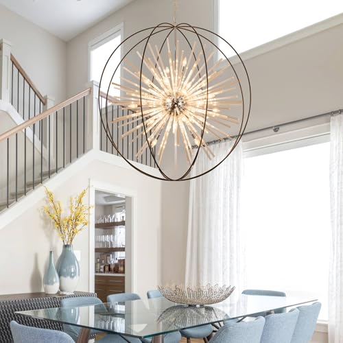 Image of Vezzio Extra Large Modern Black Crystal Chandelier for High Ceiling Foyer