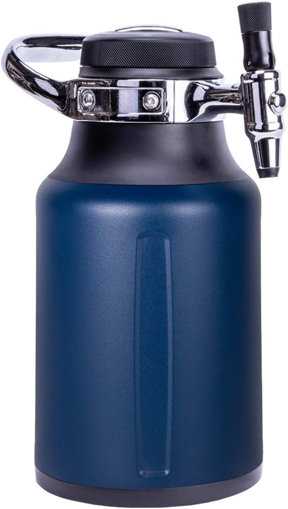 GrowlerWerksGWA1062-MD-NB uKeg Go Carbonated Growler and Craft Beverage Dispenser for Beer, Soda, Cider, Kombucha and Cocktails, Stainless Steel, Midnight