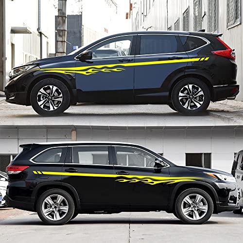 Fochutech 1 Set Car Auto Body Sticker Flame Self-Adhesive Side Truck Vinyl Graphics Decals (Yellow) #TOP15