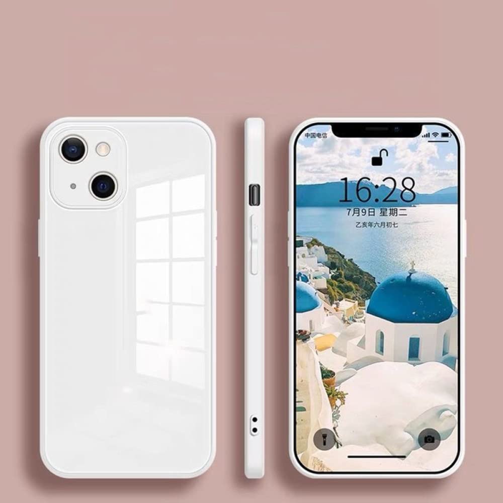Coque silicone blanc pour iPhone 13 Pro protège dos verre trempé carré