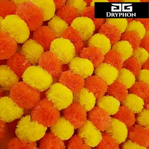 Image of Marigold Garlands Decoration with Bell, Artificial Flowers for Decorations Hanging Garlands for Home Decorations, Ganpati Decoration /Diwali Decoration for Home Decor- (Multicolor, Pack of 15)