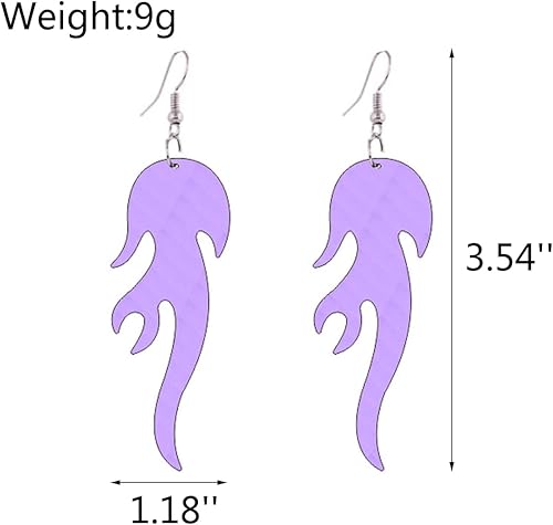 Miniatura 2 de Aretes colgantes de llama de acrílico multicolor, hiphop, de resina única, aretes colgantes de fuego, ligeros, punk, quemados, gotas para la oreja