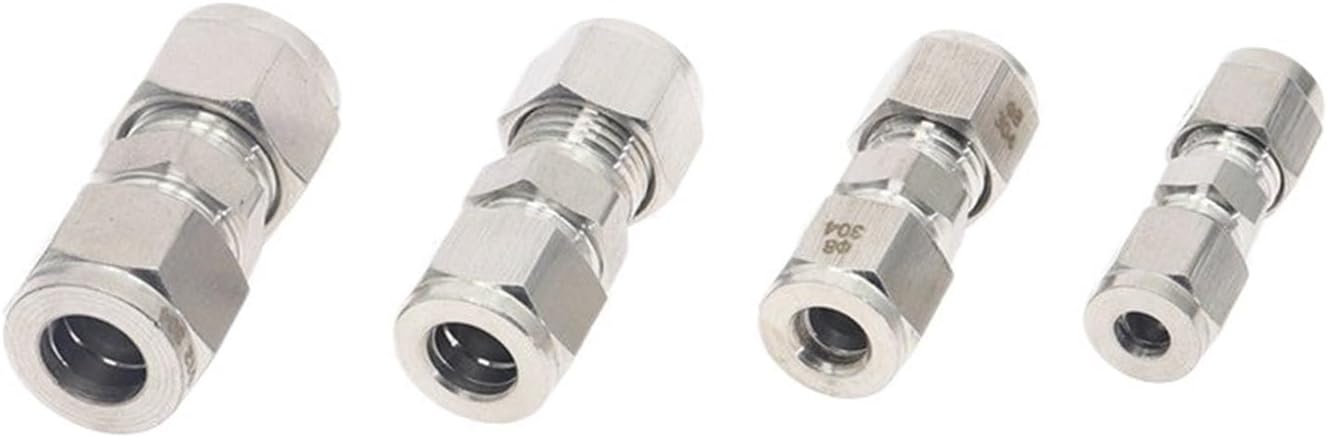 5pcs Variable dia 3~12mm Pipe OD Double Ferrule Tube Straight Compression Fitting Coupler SS 304 Stainless Steel Pipe Connector(20mm)