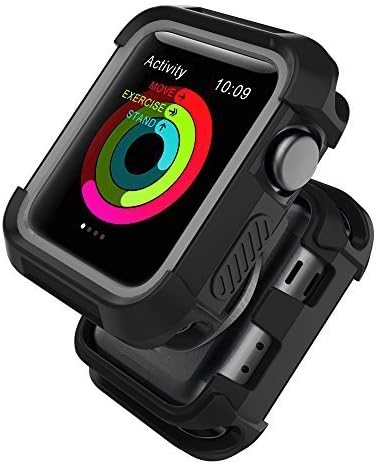 Compatible with Watch Case 42mm, Shock Proof Bumper Cover Scratch Resistant Protective Rugged Case Replacement for Series 3/2/1 42mm, Nike+, Black/Grey