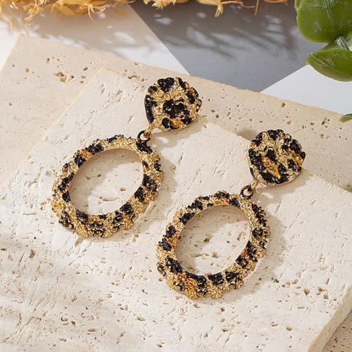 Leopard Print Earrings for Women Brown Geometry Teardrop Drop Dangle Earrings Personalized Long Rhombus Fringe Leopards Print Earrings Vintage Irregular Geometric Statement Earrings Fashion Party Jewelry (Leopard Print) by PINK TOWN - Used condition - Image 6