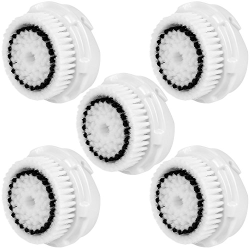 5 x têtes pour brosse E-Cron. Compatible Rechange pour Clarisonic nettoyage facial pour la peau en Sensitive, Mia 1, 2, 3 (Aria), Smart Profile, Alpha Fit, Plus, Sonic Radiance