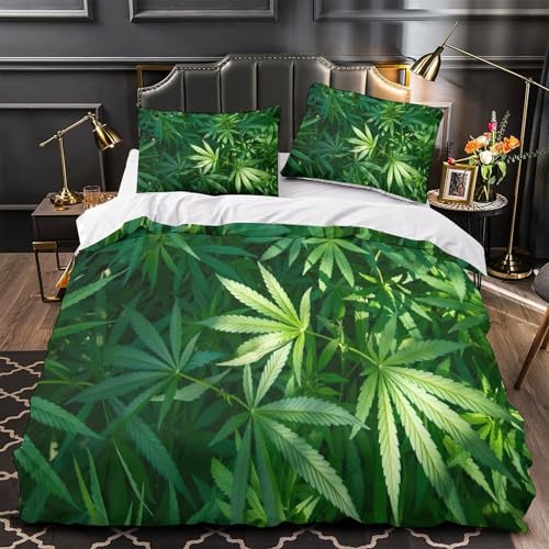 Housse de couette cannabis 135x200 microfibre 3D - 2