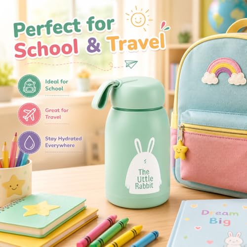 Image of Bunny Print Glass Water Bottle(pk 4) | BPA-Free Leak-Proof Kids Bottle with Food-Grade Silicone & Plastic, Cute & Easy to Carry for School, Travel, Toddlers, (330ml) (Multicolor pack 4)