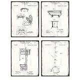 Original Patent Bathroom Wall Art Print Set - 8x10 Photo Pictures - Rustic Shabby Chic Home Decor,...