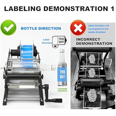 ZONEPACK Manual Round Labeling Machine with Handle Manual Round Bottle Labeler Label Applicator for Glass Metal Bottle