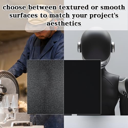 Image of 2 Pack ABS Plastic Sheet 12 inch x 16 inch x 1 /4 inch Thick (6mm) Black Rigid Moldable Thermoplastic Board for Crafts, DIY Projects, Home Decor - Textured & Smooth Surface