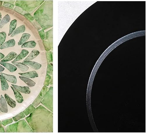 Miniatura 8 de i-lan Paquete de 2 platos decorativos de madreperla de 13 pulgadas para exhibición, platos de madera con incrustaciones de concha de mar para