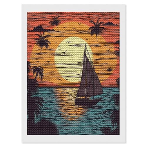 Kit de pintura de diamantes VstaDank para decorar tu sala de estar con un velero