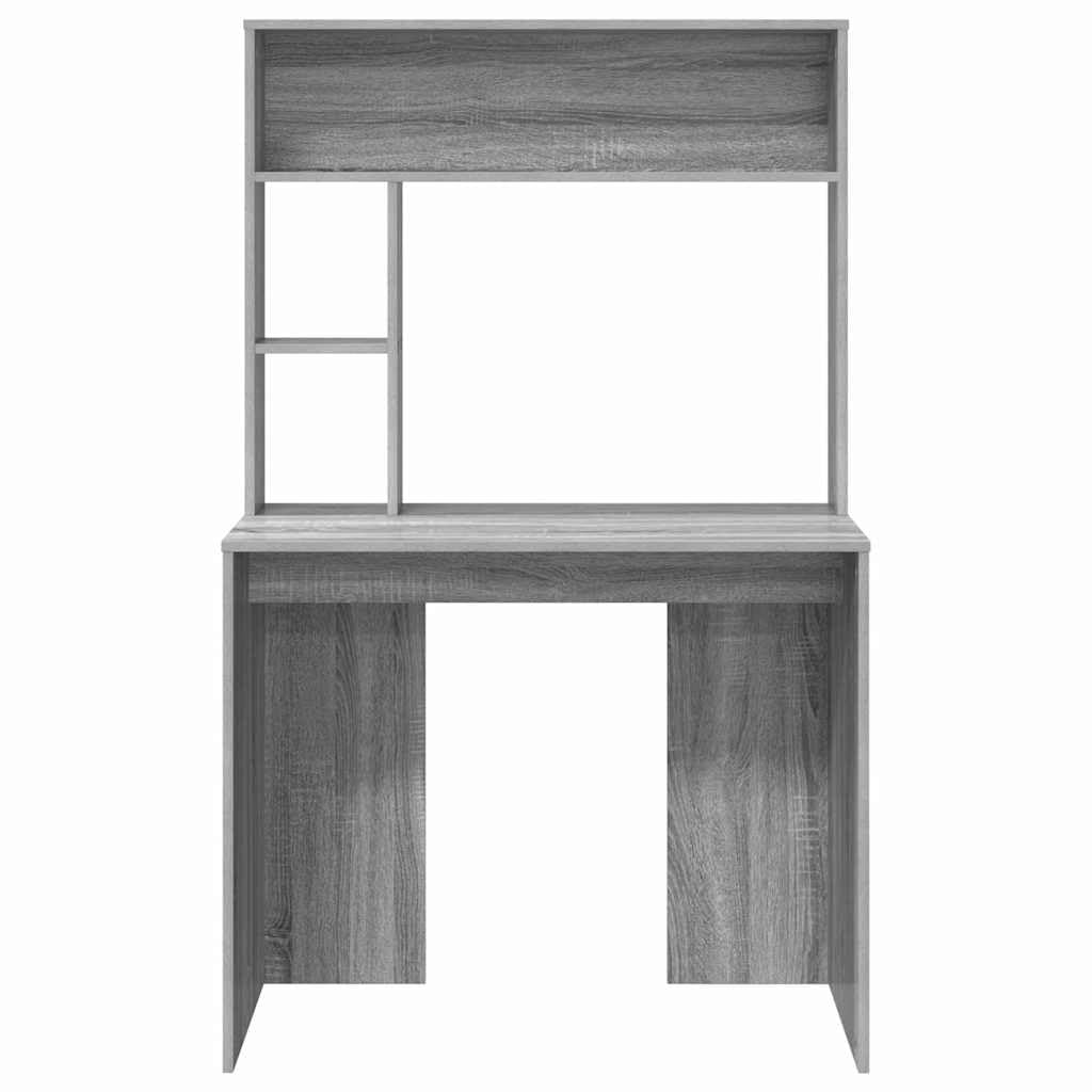 Scrivania grigio Sonoma 91 x 50 x 149 cm, materiale in legno, resistente, con 2 ripiani, ideale per casa, ufficio, studio e giochi, stile moderno, sacco di spazio