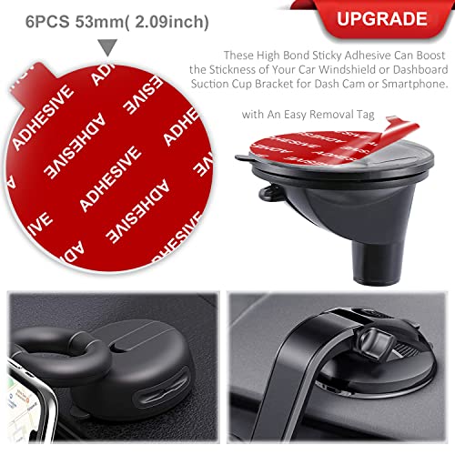 Image of 6 Pack 53mm(2.09inch) Adhesives for Suction Cup Replacement, AZXYI Windshield Mount Adhesive Replacement Kit, Compatible with Mounting Disk, GPS Dash Cam and Socket Car Dashboard Suction Cup Mount