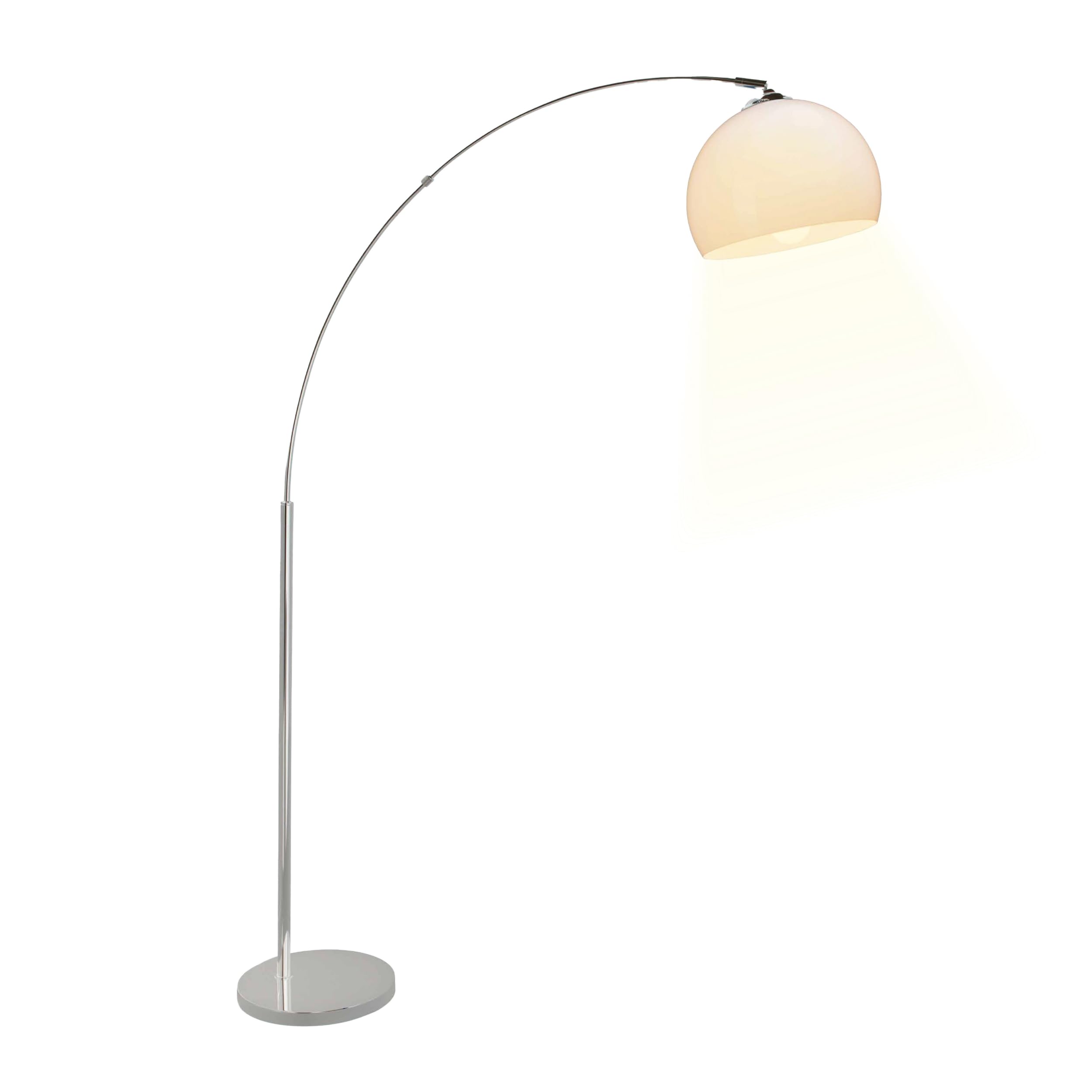 Lightbox Bogenlampe 166 cm, Chrom & Weiß, schwenkbare Lampe