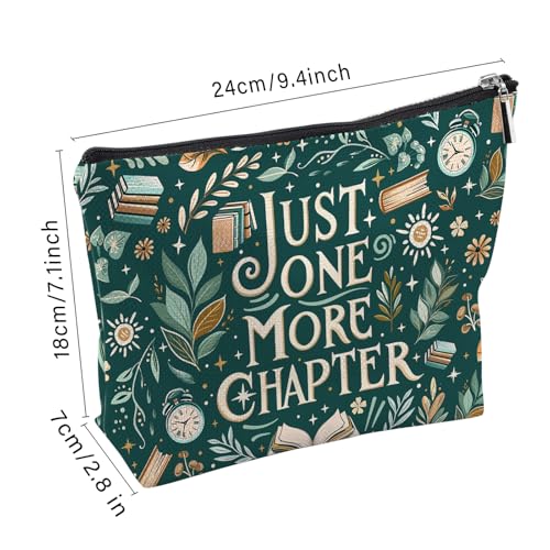 Reading Books Chapter Makeup Bag, Cute Floral Cosmetic Bag For Book Lovers, Travel Toiletry Pouch With Zipper, Birthday Anniversary Christmas Gifts For Mom Sister, Green Travel Toiletry Bag3