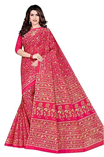 Image of TAMAIRA FASHION Mulmul Pure Cotton Saree For Woman Kalamkari Printed|Office Wear Daily Wear Sarees For Women Without Blouse Piece (Available in 9 Colours)