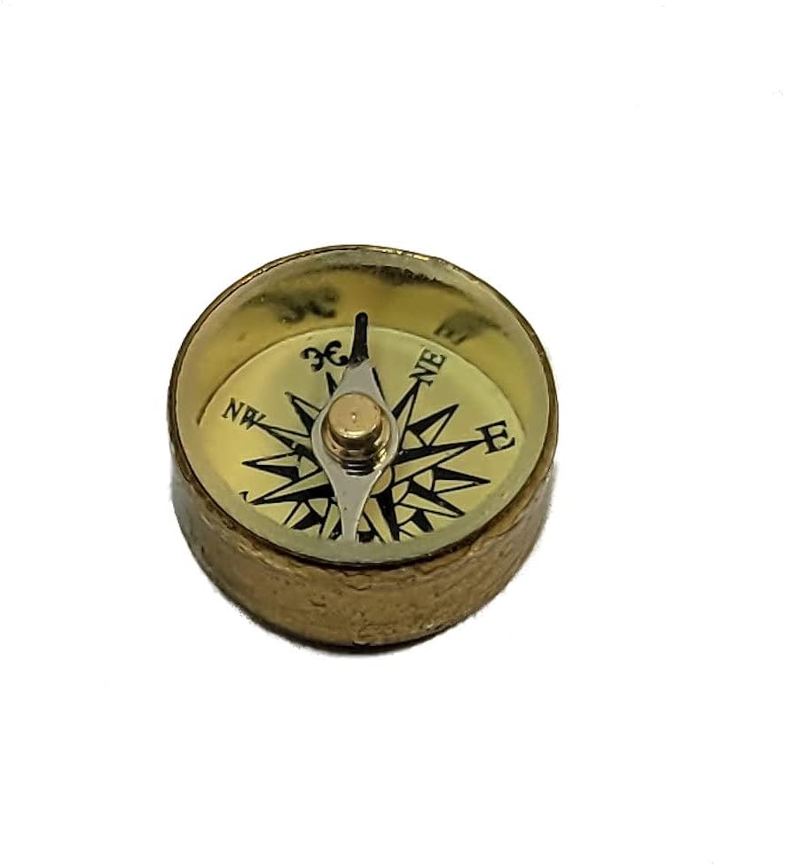 Survival Button Compass | Small, Inexpensive, Air-damped Brass Compasses | Great for Survival Kits, School Teaching Projects, Jewelry Making, Camping, and Hiking