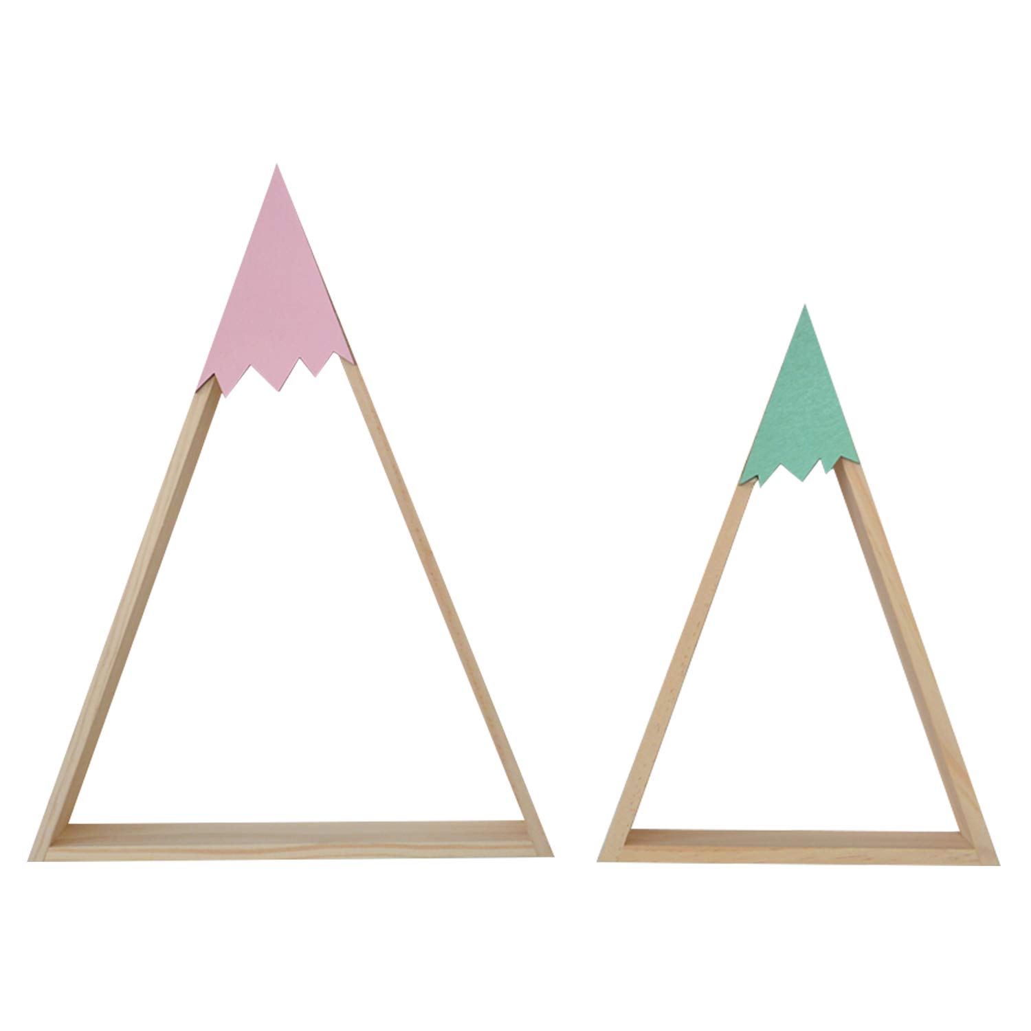 Nacnic - 2 Estanterías Infantiles Madera - Grande, Pequeña - Estilo Nórdico Montaña Triangular Color Rosa y Turquesa - Decoración Habitación Niños