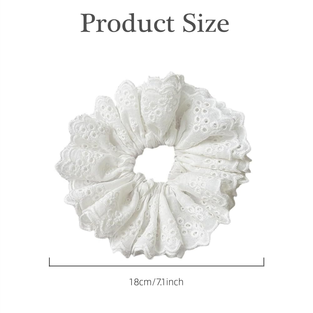 Loekrdos White 4-Layer Lace Hair Scrunchies for Women - Image 4