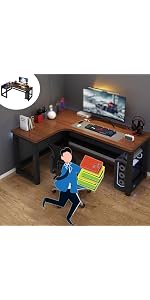 Amazon | Gguwug L字型 パソコンデスク おしゃれ カーボンファイバー色