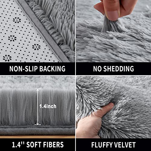 Light Grey Super Soft Area Rug For Bedroom,4X6 Ft,Fluffy Rugs For Living Room,Shag Carpet For Girls Boys Room,Furry Rug For Baby Kids Room,Fuzzy Rug For Dorm Nursery Room,Anti-Slip Rug,Bedside Rug #TOP4