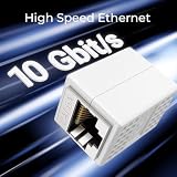 deleyCON 1 Sztuka Łącznik RJ45 (10 Gbit/s) Przedłużacz Kabla LAN Kabel Sieciowy Adapter Ethernet Złącze Kompatybilne z Cat8, Cat7, Cat6, Cat5 Kabel Krosowy LAN DSL POE 2X Gniazdo RJ45 - Biały