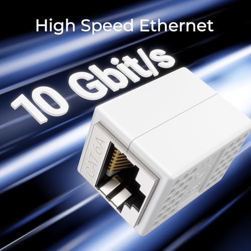 deleyCON 1 Sztuka Łącznik RJ45 (10 Gbit/s) Przedłużacz Kabla LAN Kabel Sieciowy Adapter Ethernet Złącze Kompatybilne z C