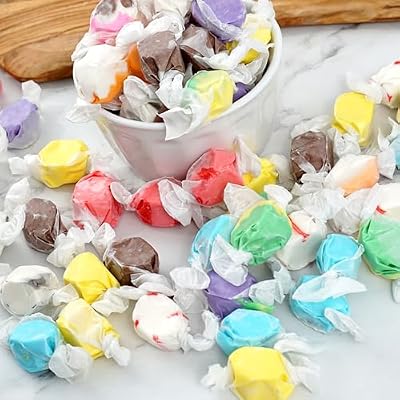 Salt Water Taffy Assorted Mix, 1 Pound Bulk Bag, 10 Assorted Flavors, Individually Wrapped Taffy Candy