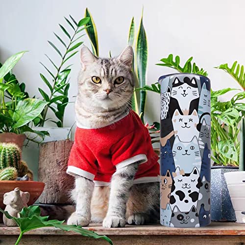 Ichdich Cat Tumbler With Lid And Straw 20 Oz Insulated Cat Tumbler Stainless Steel Cat Skinny Tumbler Water Bottle Travel Mug Wine Cups Cat Tumblers For Cat Lovers Gifts For Women #TOP1