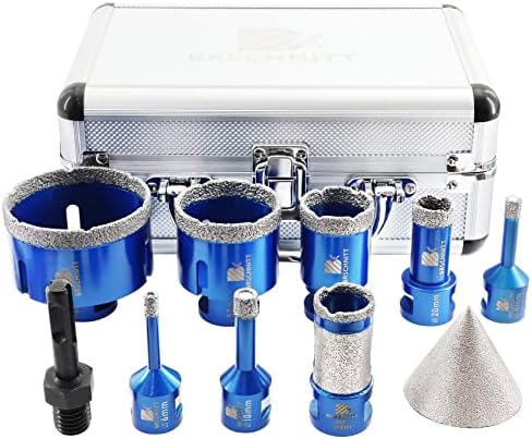 Diamond Core Drill Bit Set for Porcelain Tile Ceramic Marble Granite Drilling,BRSCHNITT 6 8 10 20 25 35 38 50 68mm Vacuum Brazed Diamond Hole Saw with M14 Thread