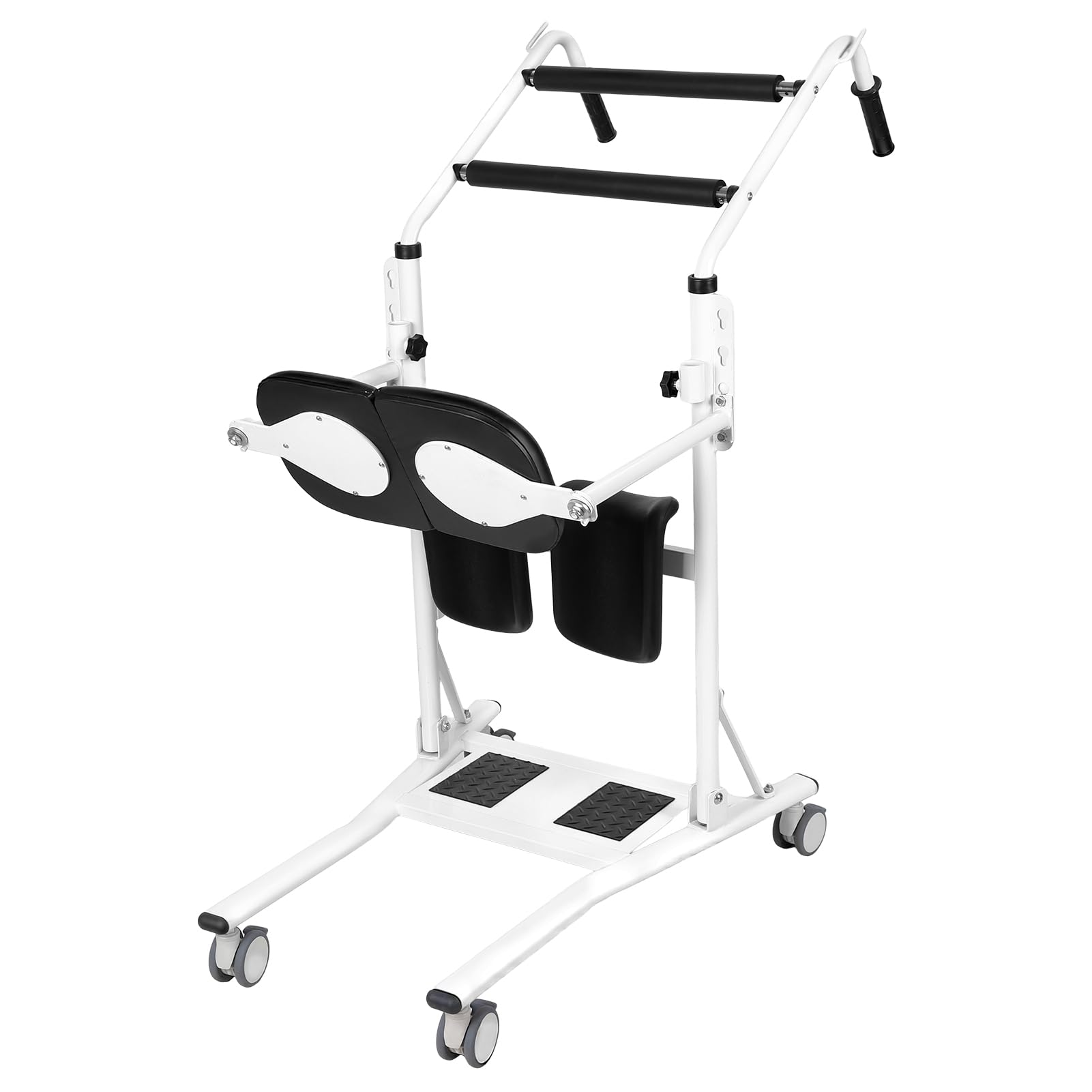 SXSLTSA Sit to Stand Patient Lift Transfer Aid, Stand Assist Transfer Chair with 4 Casters,Patient Lift Transfer Chair，Standing Aid for Elderly Adults (Black) Black & White