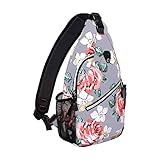 MOSISO Sling Backpack,Travel Hiking Daypack Rose Rope Crossbody Shoulder Bag, Gray