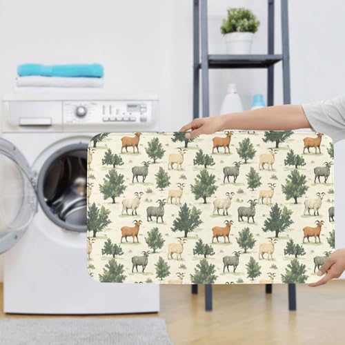 Tapis de salle de bain absorbant et lavable à imprimé chèvre