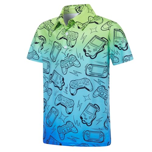 Cuddomper Boys Golf Polo Shirt Fashion Cool Clothes Game Console 7-8 Years - image 1