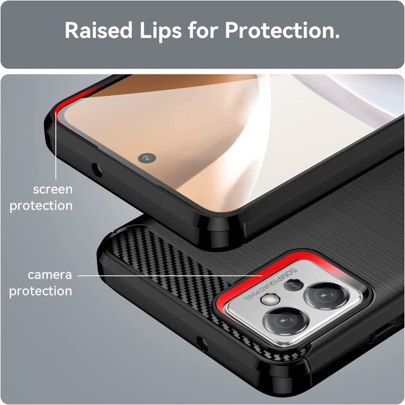Image of NPRC Hybrid Ultra Slim Protective Case TPU Non-Slip Carbon Fiber Texture Shockproof Case Cover for Moto G32 - Black